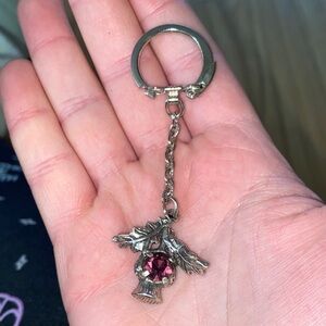 Silver Keychain with Purple Gem